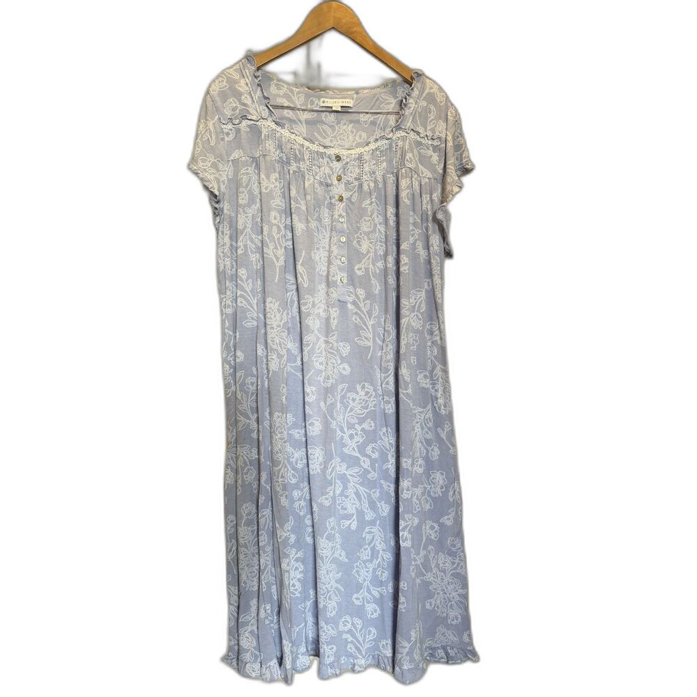 Eileen West 1X Floral Nightgown Modal Cap Sleeve